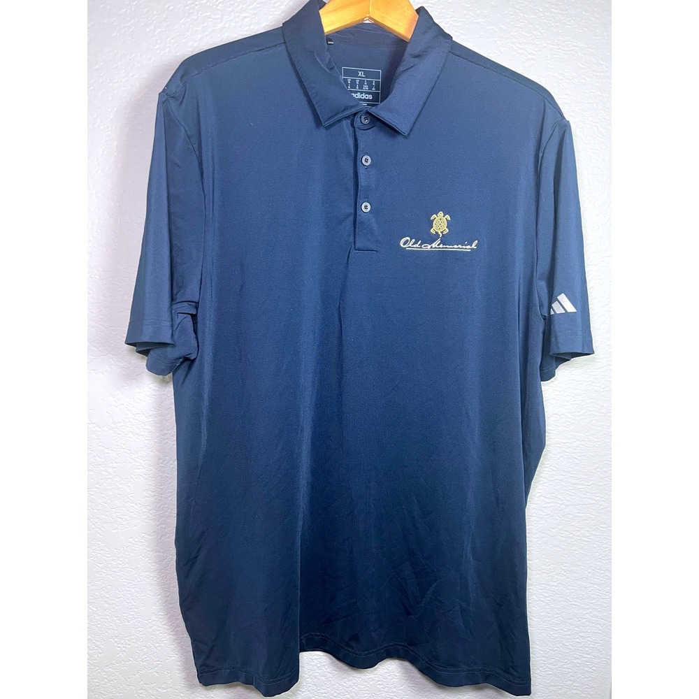 Adidas Old Memorial Golf Club Polo Mens XL Navy Blue Short Sleeve Logo Preppy